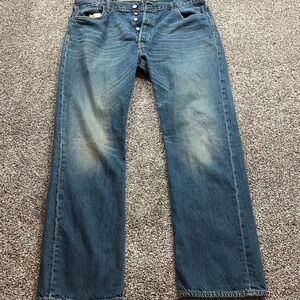 Levi Strauss Jeans Mens 33x30 501 Original Fit Button Fly Blue Denim